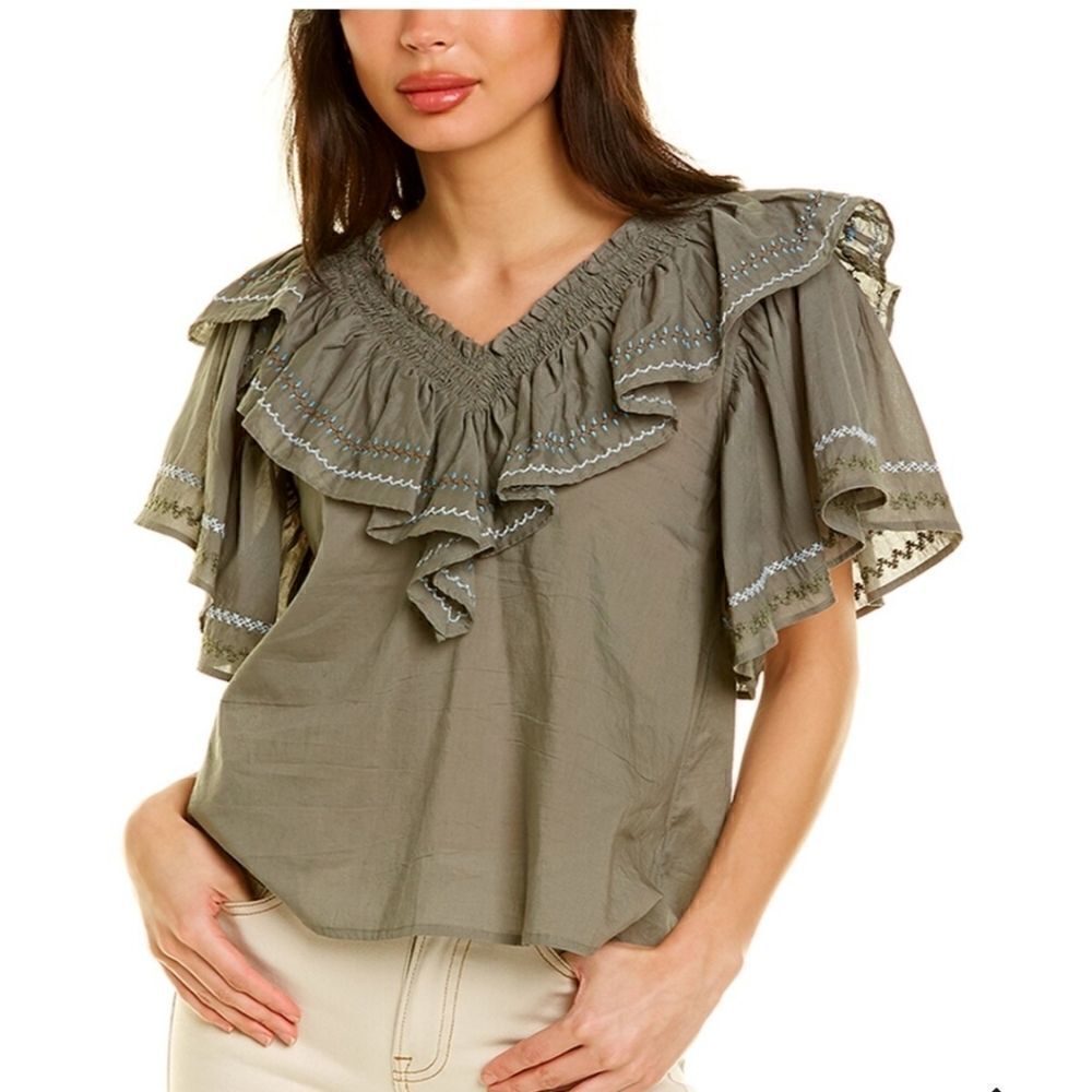 SOMETHING NAVY Felix Ruffle Top